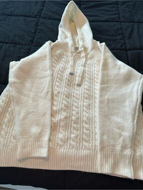 cupcakes & cashmere Cream Cable Knit Hooded Sweater 1X